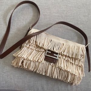 Unique Custom Fringed baguette bag.